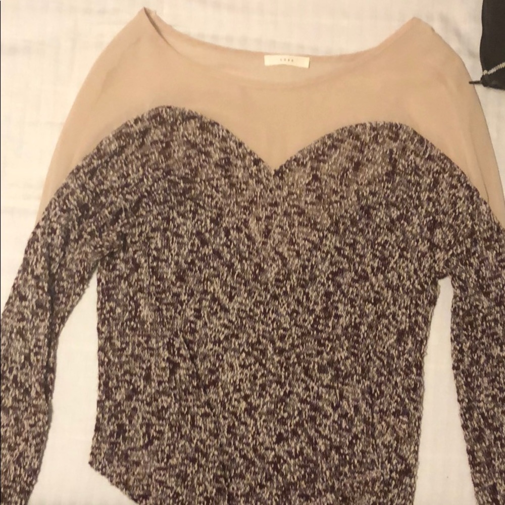 Burgundy mesh detail sweater